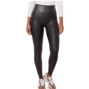 Spanx Women’s NEW black faux leather leggings, crackle, Size small petite